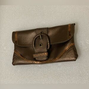 Brown clutch with gold sequin (some sequin missing please view photos)